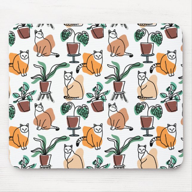 Mousepad Gatos e flores para desenho de linhagens (Frente)