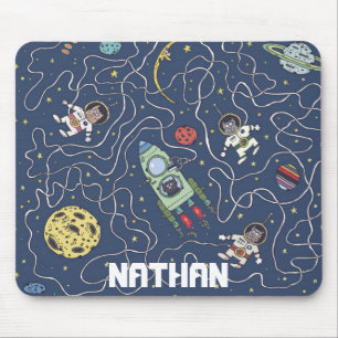 Mousepad Gatos e foguetes em crianças personalizadas no esp