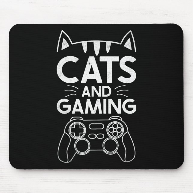 Mousepad Gatos E Jogos Presente de Gamer Engraçado Amante d (Frente)