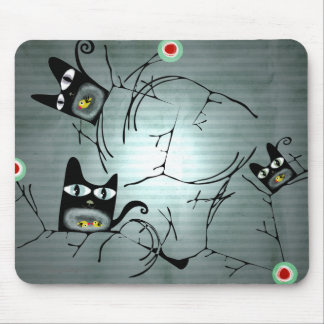 Mousepad Gatos e pombas com fome galhos de sol