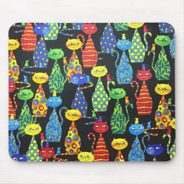 Mousepad Gatos e Ratos Coloridos (Frente)