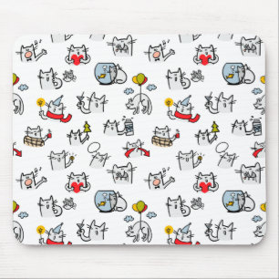Mousepad Gatos engraçados, leite e magia.
