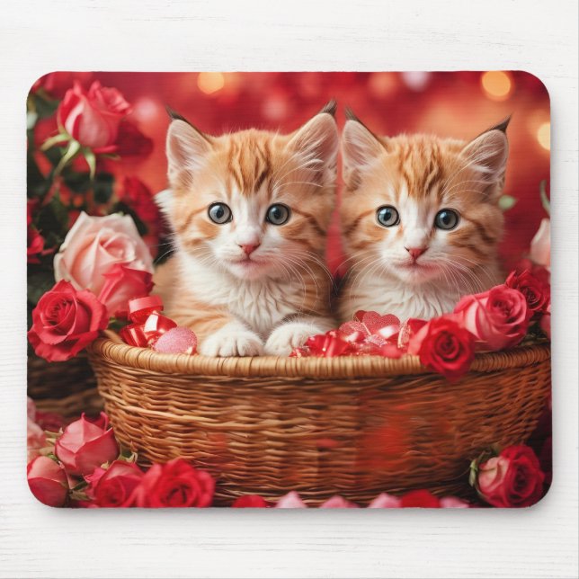 Mousepad Gatos fofos em uma cesta de palha (Frente)