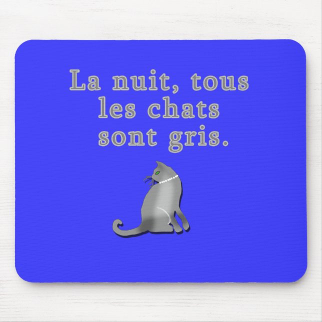 Mousepad Gatos franceses que dizem produtos (Frente)