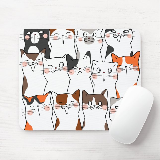 Mousepad Gatos Funny Kawaii (Com mouse)