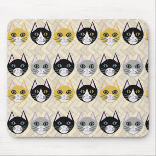 Mousepad Gatos, Herringbone Beige