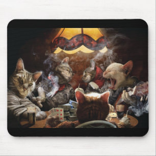 Mousepad Gatos jogando travesseiro decorativo de pôquer