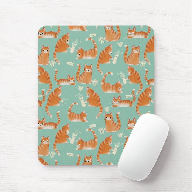 Mousepad Gatos Laranja Ruins Que Batem As Coisas Sobre O Pa (Com mouse)