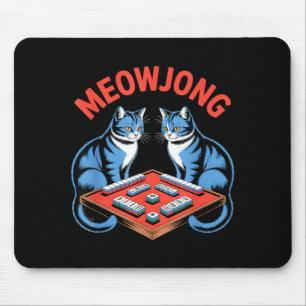 Mousepad Gatos meowjong engraçados brincando com peças de m