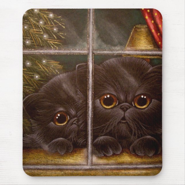 Mousepad GATOS PERSAS PRETOS do GATINHO - ø NATAL (Frente)