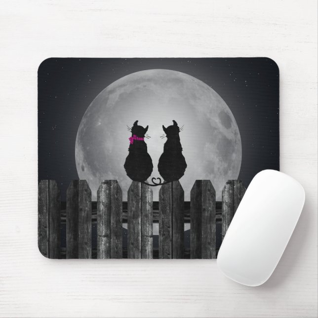 Mousepad Gatos Pretos à Lua (Com mouse)