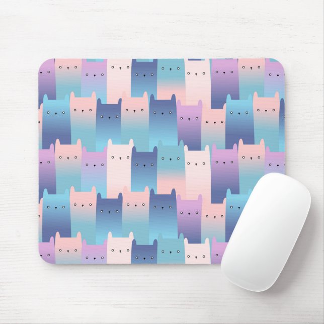 Mousepad Gatos rosas sem costura (Com mouse)