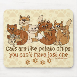 Mousepad Gatos são como batatas fritas Versão Grunge