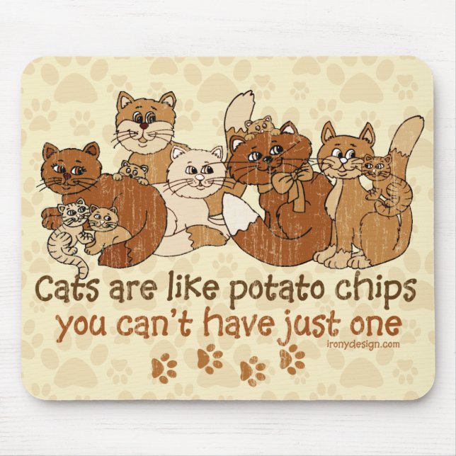 Mousepad Gatos são como batatas fritas Versão Grunge (Frente)