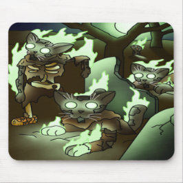 Mousepad Gatos Zombie do Halloween
