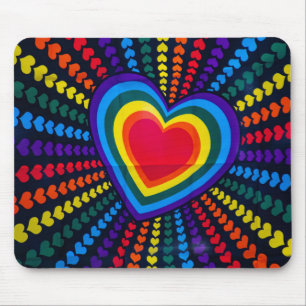 Mousepad Gay Cores Corações Arco-Íris Padrão Diferente LGBT