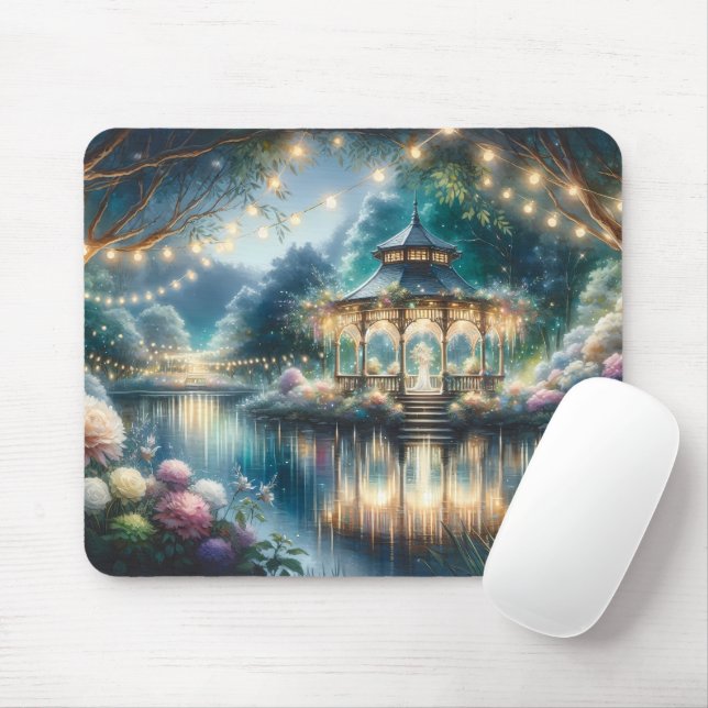 Mousepad Gazebo do Jardim Encantado Reflexo do Crepúsculo (Com mouse)
