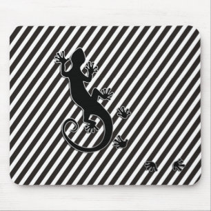 Mousepad Gecko Correndo - listras pretas e brancas