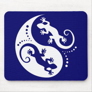 Mousepad Gecos de YIN & de YANG brancos + seus fundo &