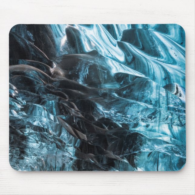 Mousepad Gelo Azul Abstrato em Caverna de Gelo (Frente)
