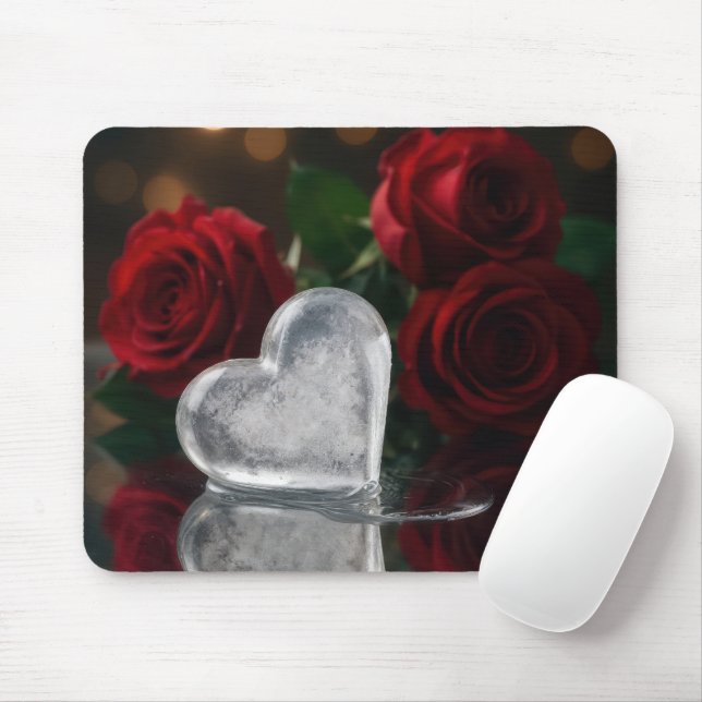Mousepad Gelo Derretendo Calor Com Rosas Vermelhas (Com mouse)