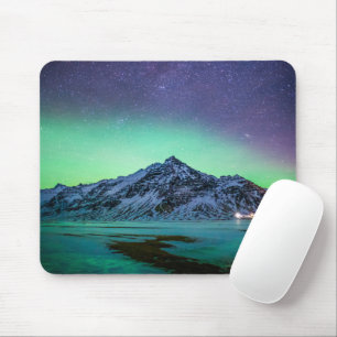 Mousepad Gelo e neve   Aurora Borealis Via Látea Islândia
