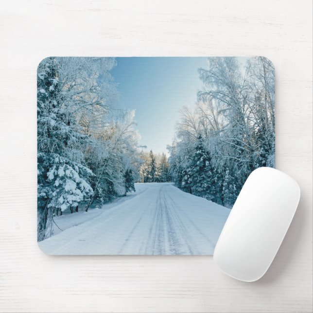 Mousepad Gelo e neve | Frozen Winter Road Russia, Sibéria (Com mouse)
