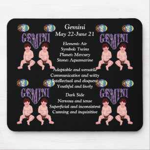 Mousepad Gemini - Sinal de Nascimento Zodiac - Pad do Mouse