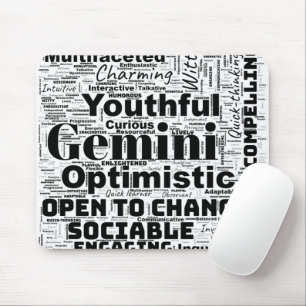 Mousepad Gemini Zodiac Word Cloud Inspiration