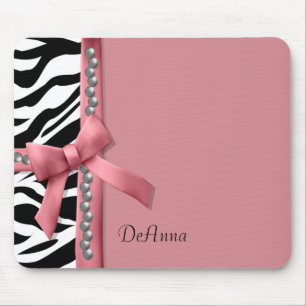 Mousepad Gems Zebra Rosa E Branca