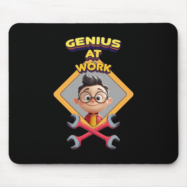 Mousepad gênio trabalhar diversão geek reparo animação comp (Frente)