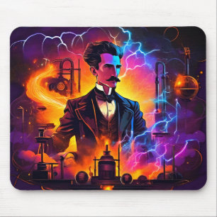 Mousepad "Genius eletrificador: Nikola Tesla Steampunk