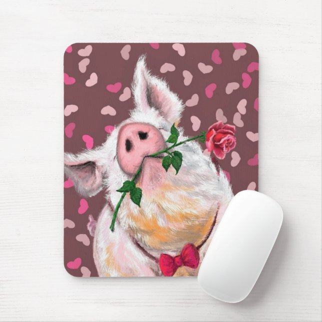 Mousepad Gentleman Pig - Romântico - Engraçado (Com mouse)