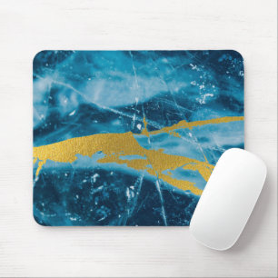 Mousepad Geode Agate Gemstone Blue e Dourado