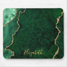 Mousepad Geodo de Agitação de Marble Dourado Verde com Aqua