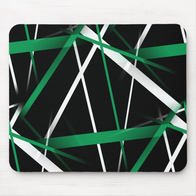 Mousepad Geometria Urbana Preto Branco Verde (Frente)