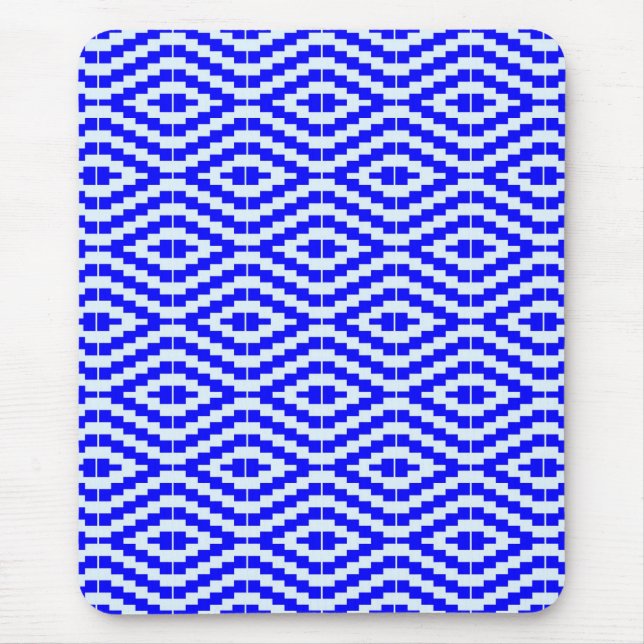 Mousepad Geometric Kente Bright Blue, White, (Frente)
