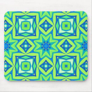 Mousepad Geométrico abstrato Star - Verde limão e Azul
