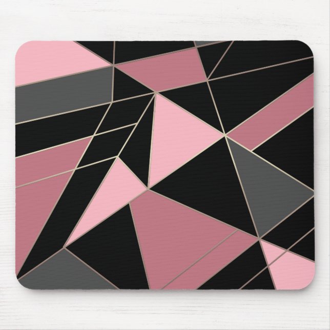 Mousepad Geométrico, cinzas, rosa (Frente)