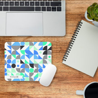 Mousepad Geométrico de Casa Azul Moderno Personalizado