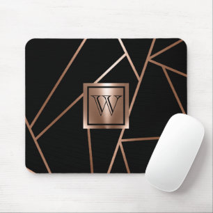 Mousepad Geométrico Dourado em preto e Rosa