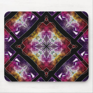 Mousepad Geométrico Vibrante com Acentos Roxos e Dourados