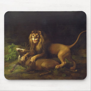 Mousepad George Stubbs um leão que ataca um veado, c.176