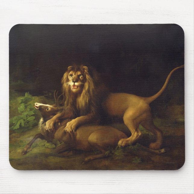 Mousepad George Stubbs | um leão que ataca um veado, c.1765 (Frente)