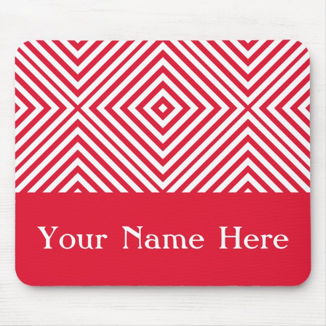 Mousepad Geranium Diamond Chevron com nome personalizado (Frente)
