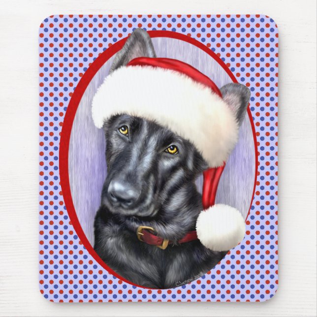 Mousepad German shepherd BLK Papais noeis de Natal (Frente)