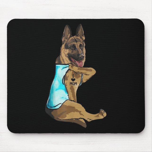 Mousepad German shepherd Cachorro Tatuagem Eu Amo A Mãe Dia (Frente)