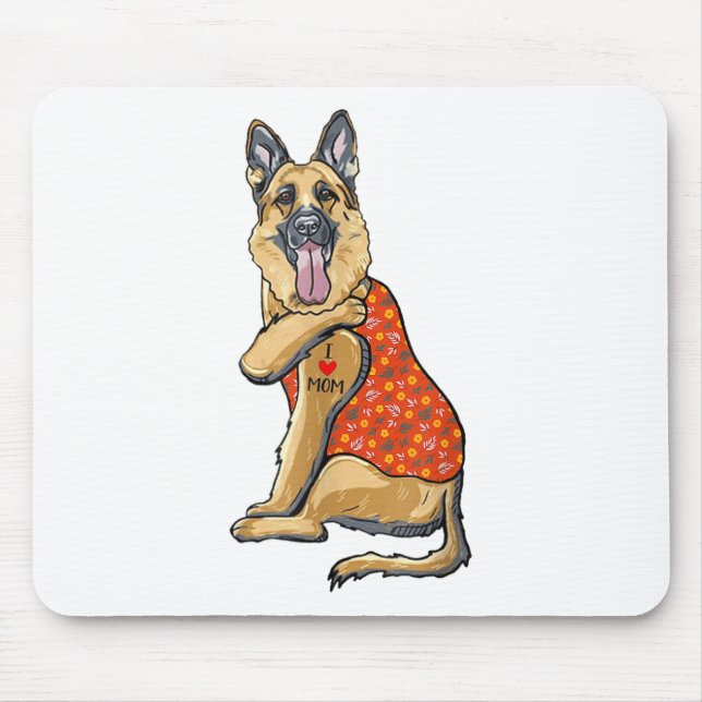 Mousepad German shepherd Cachorro Tatuagem Eu Amo Mamãe Flo (Frente)