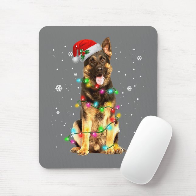 Mousepad German shepherd Cão Árvore Natal Doce Natal Xmas (Com mouse)