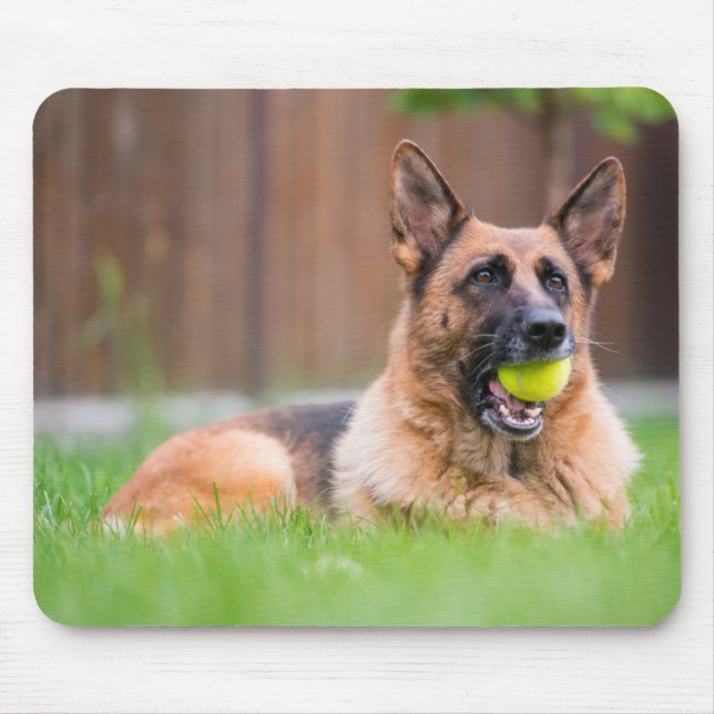 Mousepad German shepherd Com Bola De Tênis (Frente)